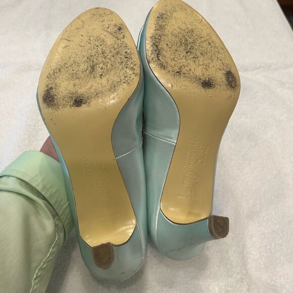 Blue Satin Heels with Iridescent Finish - Picture 6 of 6